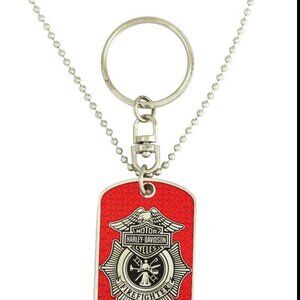 Harley Davison Firefighter Dog Tag Trans Bar & Shield Key Chain